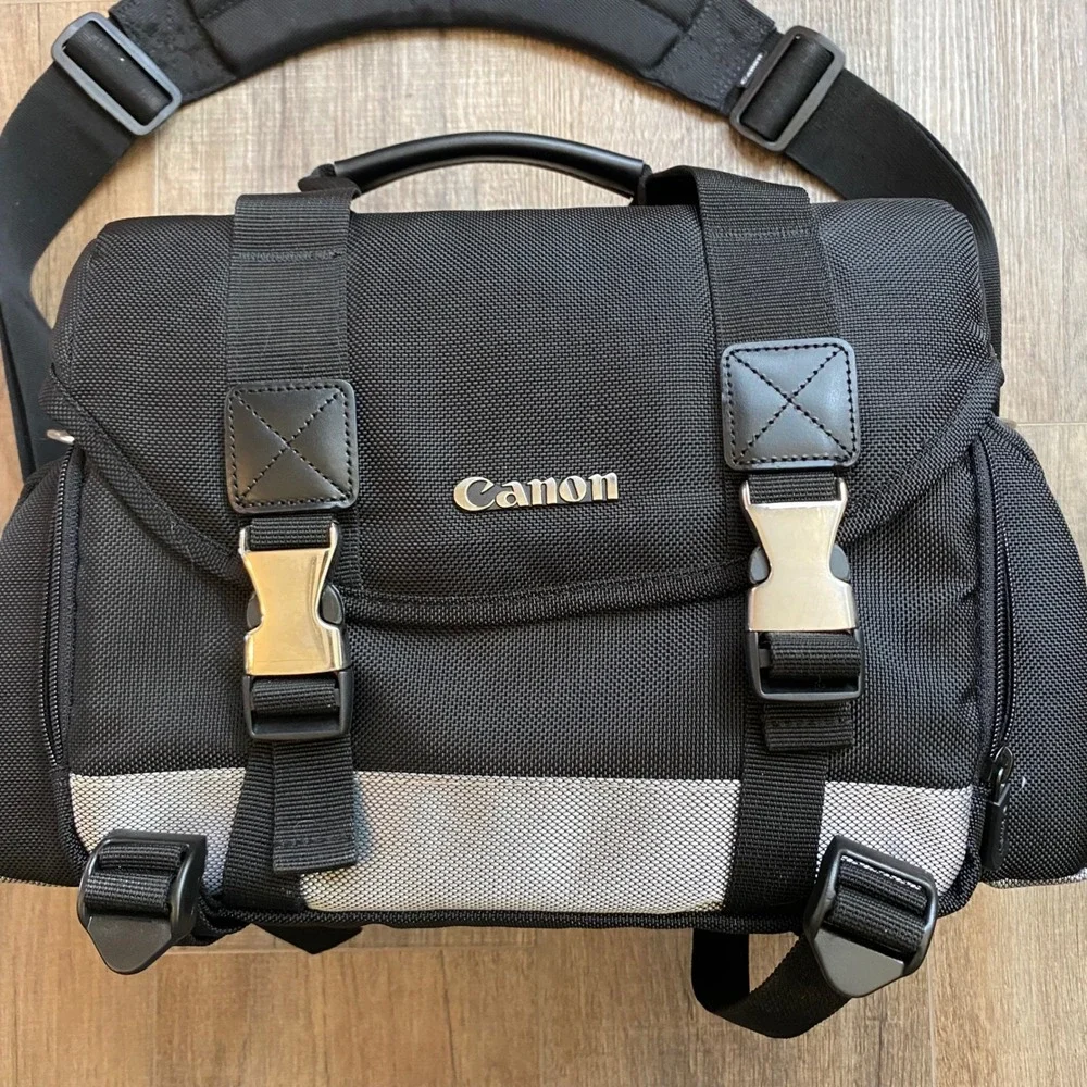 Canon Deluxe Gadget Bag Black Grey Nylon DSLR Camera Shoulder Messenger Case